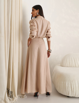 Conjunto Camisa e Saia Linho Giovanna Nude