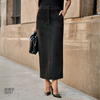 Saia Lápis Suede Valentina Preto