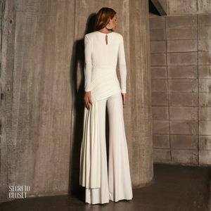 Macacão Manga Longa Drapeado Anna Off White