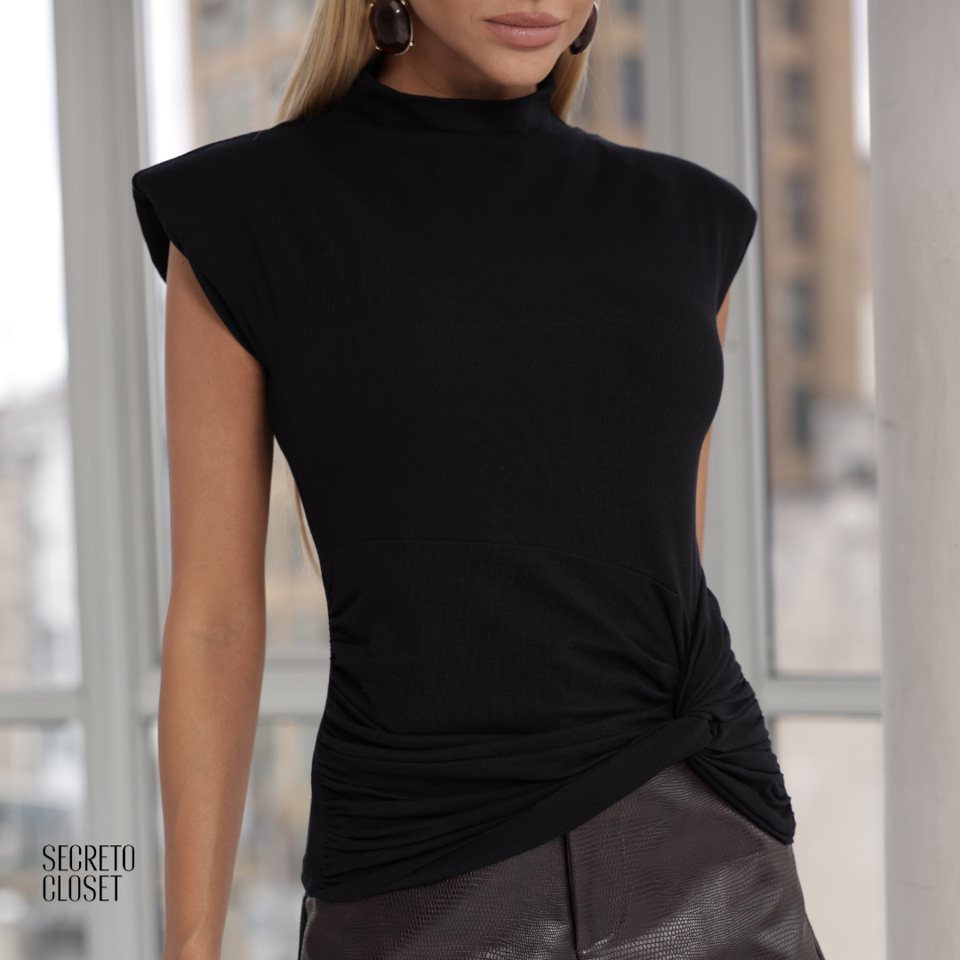 Blusa Barra Torcida Celia Preto