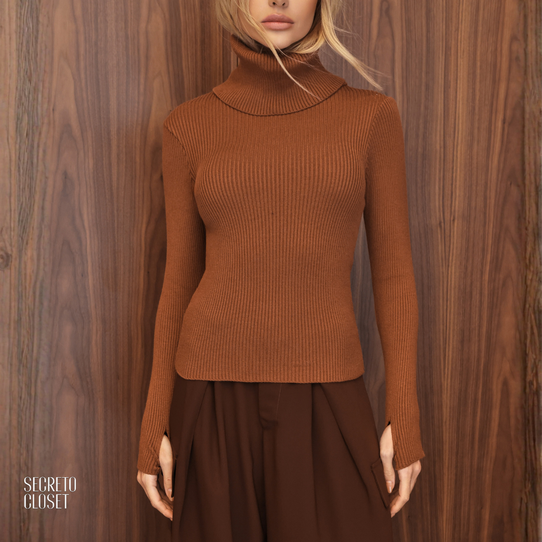 Blusa Modal Gola Hazel Camel