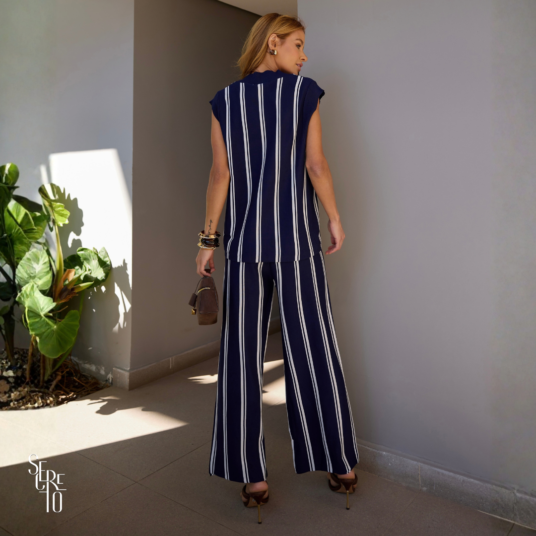 Calça Listrado Mari Azul