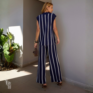 Calça Listrado Mari Azul