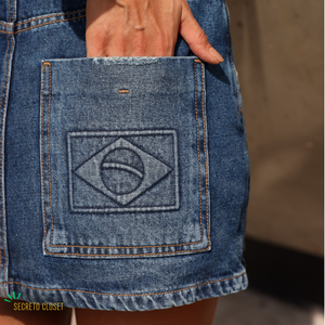 Short Saia Jeans Bandeira Fernanda Escuro