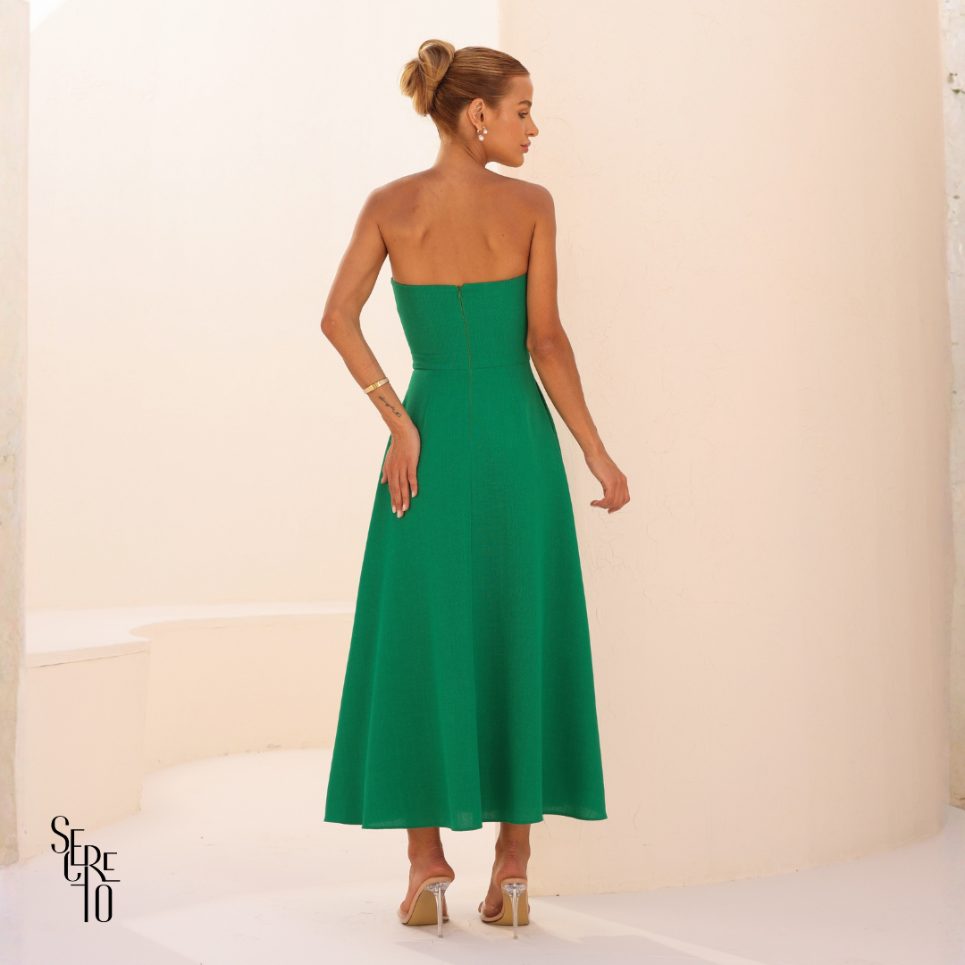 Vestido Longuete Pala Dobrada Lorena Verde