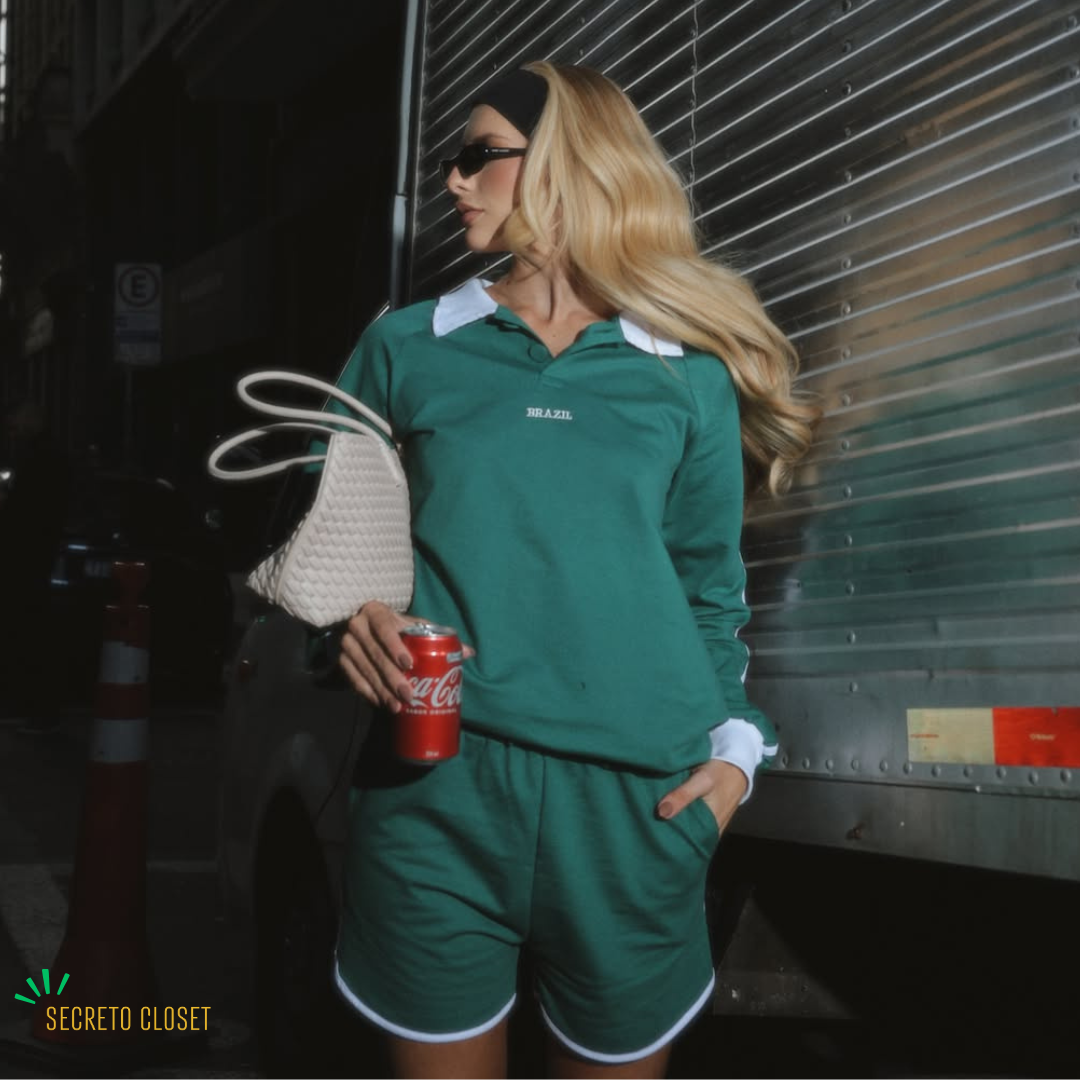 Conjunto Blusa e Short Moletinho Francisca Verde
