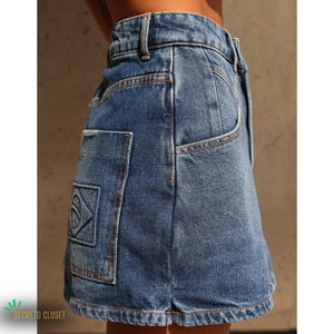 Short Saia Jeans Bandeira Fernanda Escuro