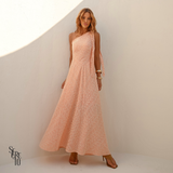 Vestido Longo Listrado Celine Salmão (com xuxinha)