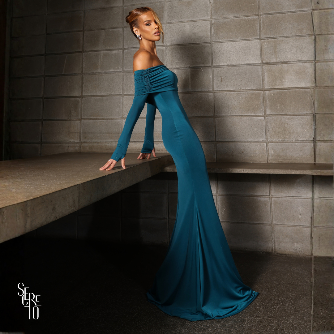 Vestido Longo Ombro a Ombro Oriane Verde