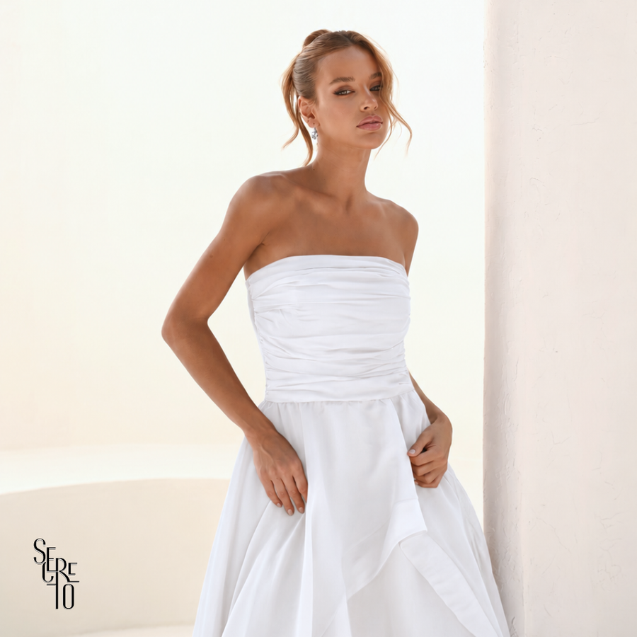 Vestido Longo Assimétrica Liora Branco