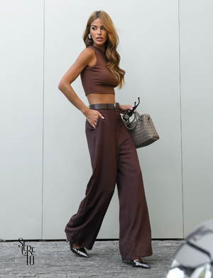 Top Cropped Canelado Bianca Marrom