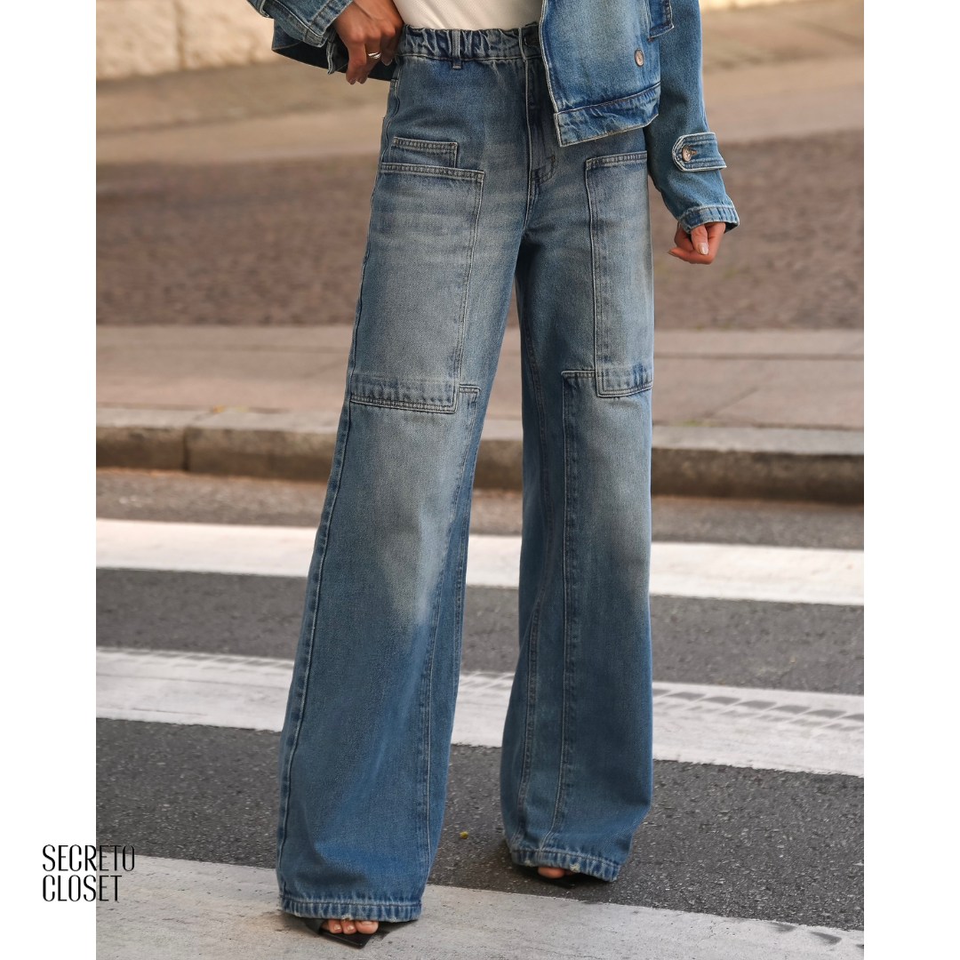 Calça Jeans Cós Elástico Maia Azul