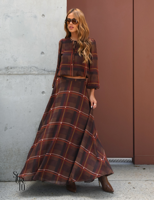 Saia Longa Evasê Carla Marrom