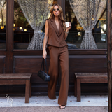 Conjunto Colete e Calça Alfaiataria Elora Capuccino