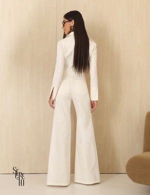 Conjunto Casaqueto e Calça Sarja Rafaela Off White