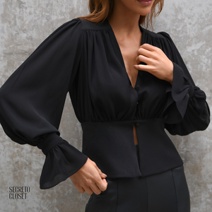 Blusa Manga Balonê Elena Preto