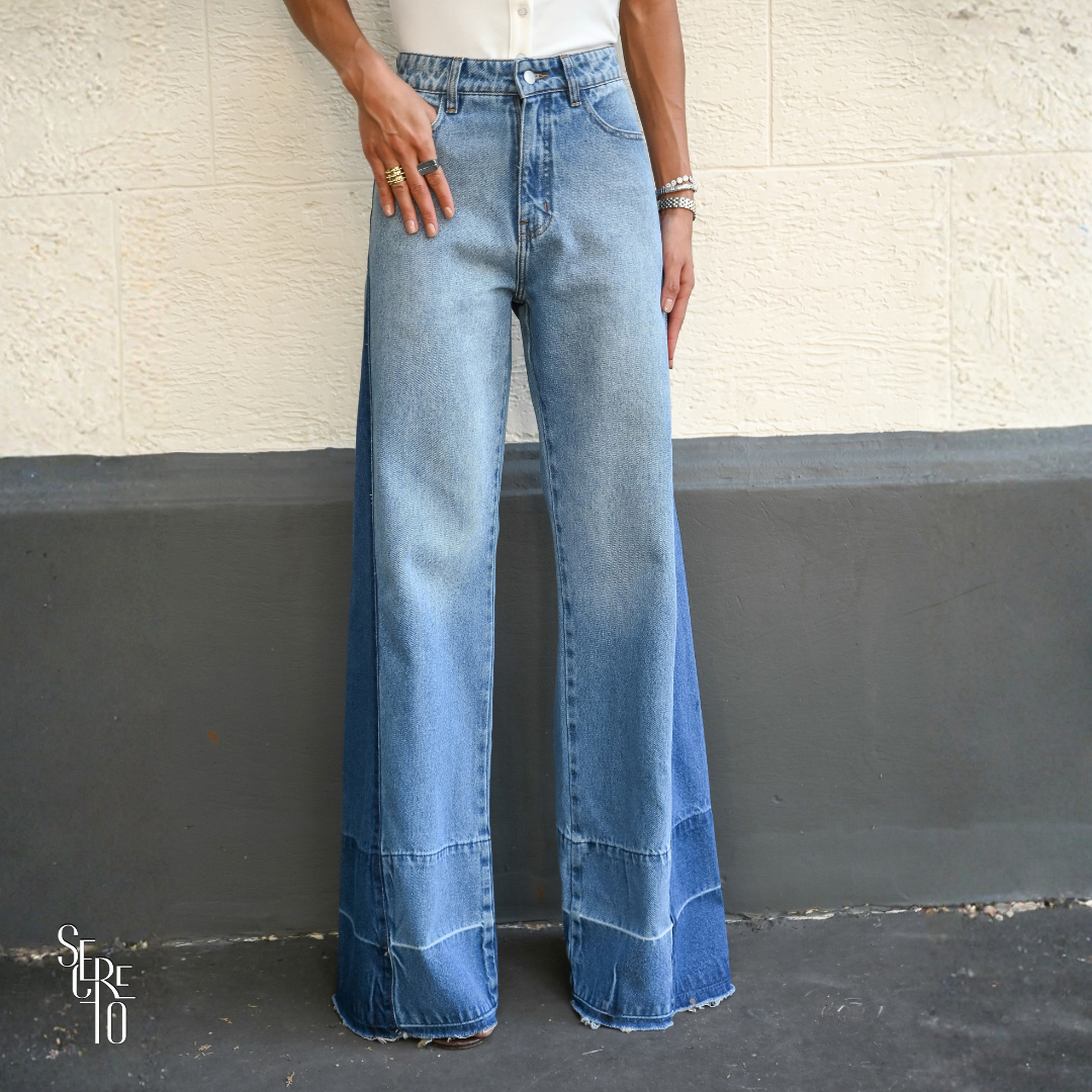 Calça Jeans Bicolor Monica Azul