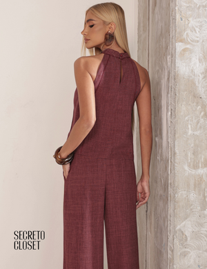 Conjunto Blusa e Calça Viés Dana Terracota