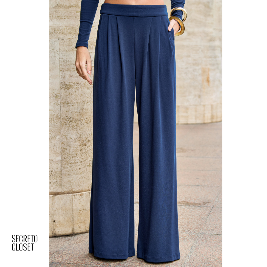 Conjunto Blusa e Calça Malha Joey Azul Marinho