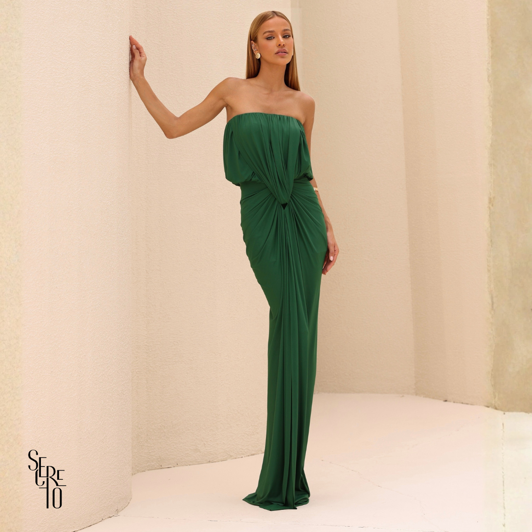 Vestido Longo Fenda Frontal Samara Verde