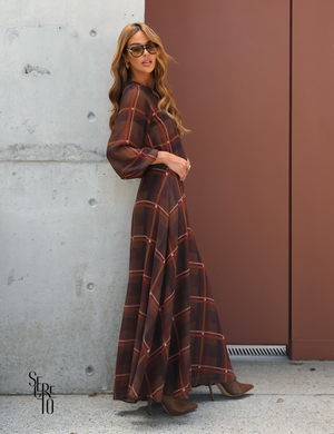 Blusa Manga Longa Estampada Carla Marrom