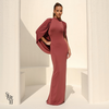 Vestido Longo Capa Estella Rosa Seco