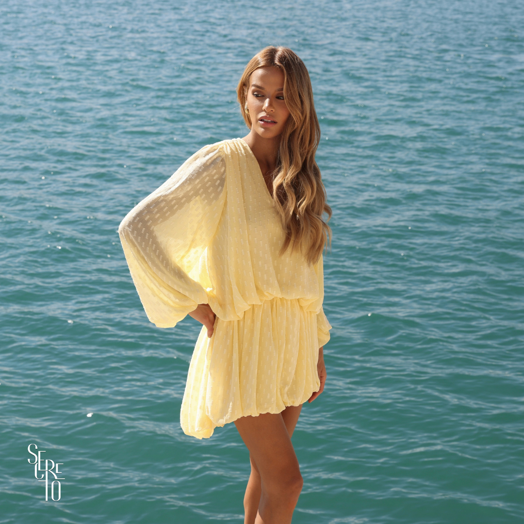 Vestido Curto Pipoca Nerina Amarelo