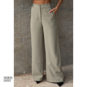 Conjunto Regata e Calça Alfaiataria Melina Verde Oliva