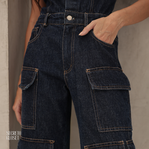 Macacão Jeans Dewi Azul Escuro