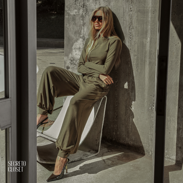 Conjunto Blusa e Calça Moletinho Eleni Militar