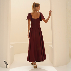 Vestido Longo Manga Sino Julia Vinho