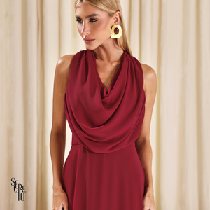 Vestido Longo Gola Boba Yelena Marsala