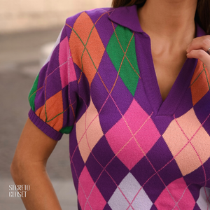 Blusa Polo Argyle Pietra Roxo