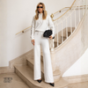 Conjunto Blusa e Calça Tricô Scarlett Off White