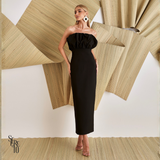 Vestido Tubinho Busto Leque Nina Preto