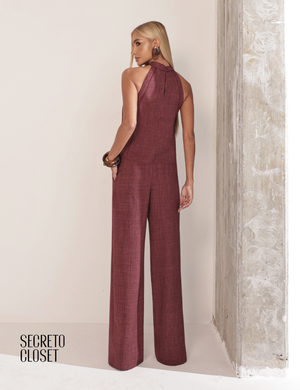 Conjunto Blusa e Calça Viés Dana Terracota