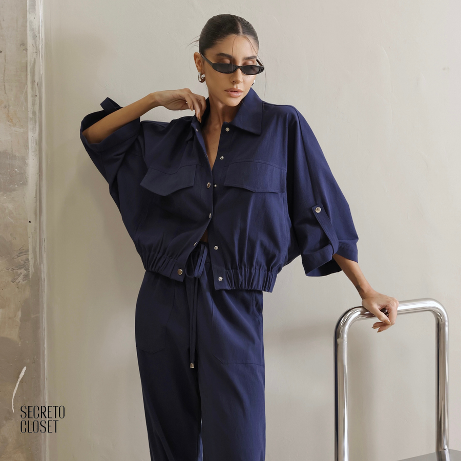 Conjunto Blusa e Calça Jogger Ingrid Azul Marinho