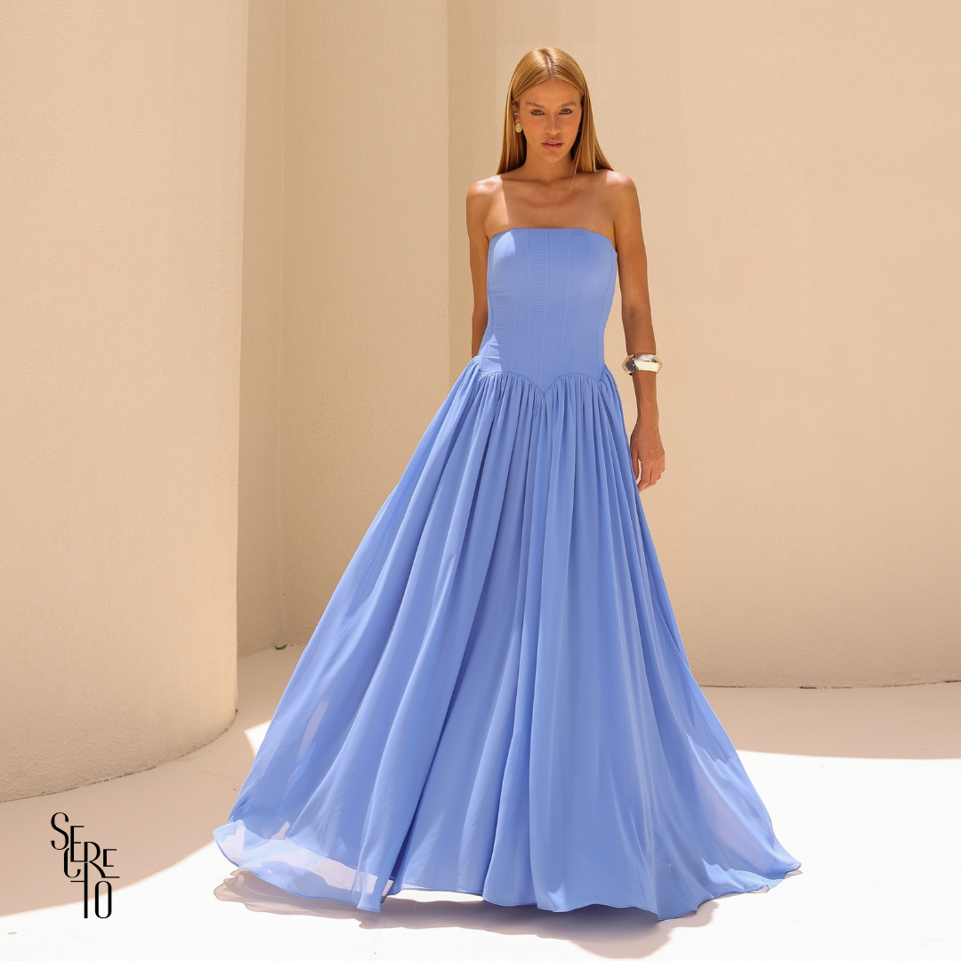 Vestido Barbatana Erica Azul Claro