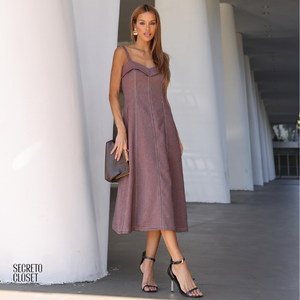 Vestido Midi Alfaiataria Eloise Marrom