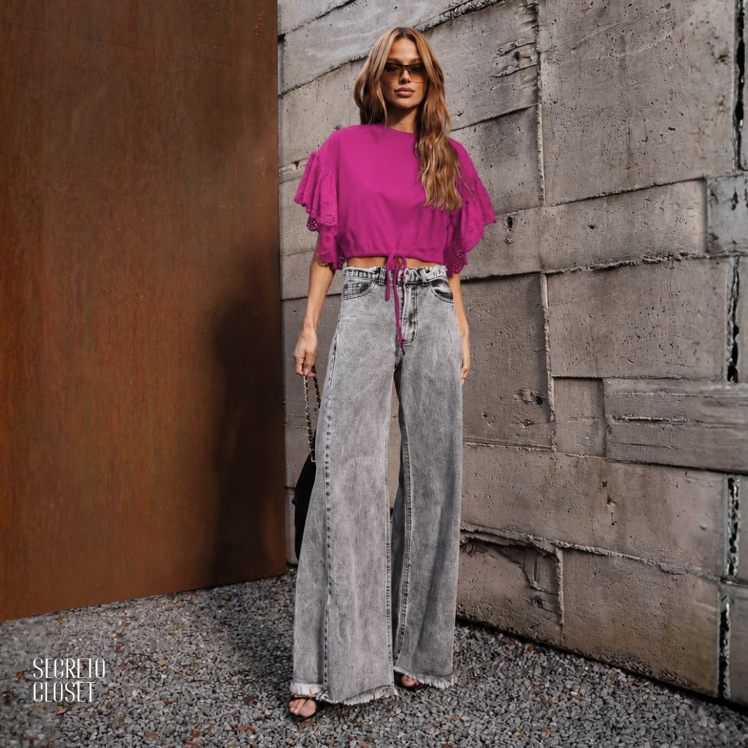 Blusa Manga Laise Marlene Rosa