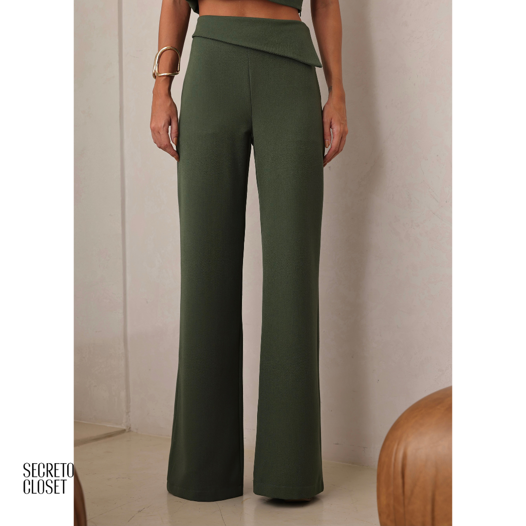 Conjunto Regata e Calça Alfaiataria Aline Verde Militar