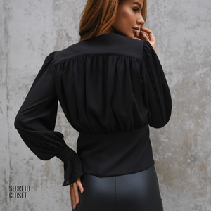 Blusa Manga Balonê Elena Preto