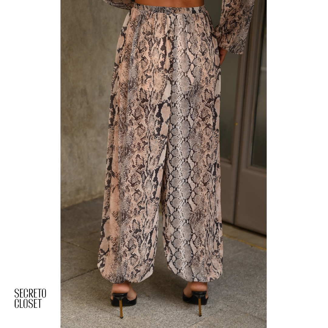 Calça Ballon Cobra Mila Bege