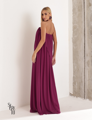 Vestido Longo Drapeado Fabiana Fucsia