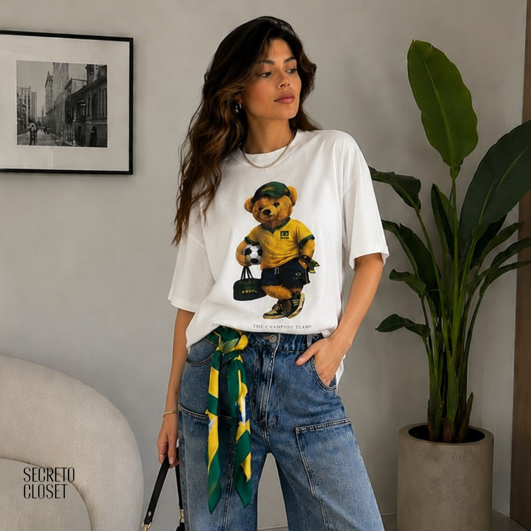 T-shirt Urso Pamella Branco