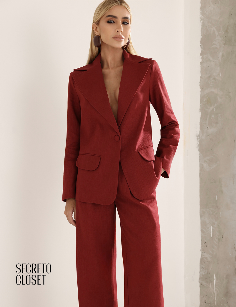 Conjunto Blazer e Calça Linho Milane Marsala
