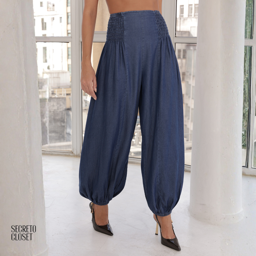 Calça Aladin Jeans Chambré Lara Azul Escuro