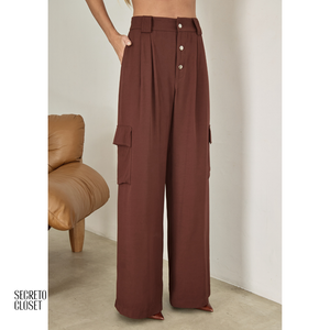 Calça Cargo Alfaiataria Alana Marrom