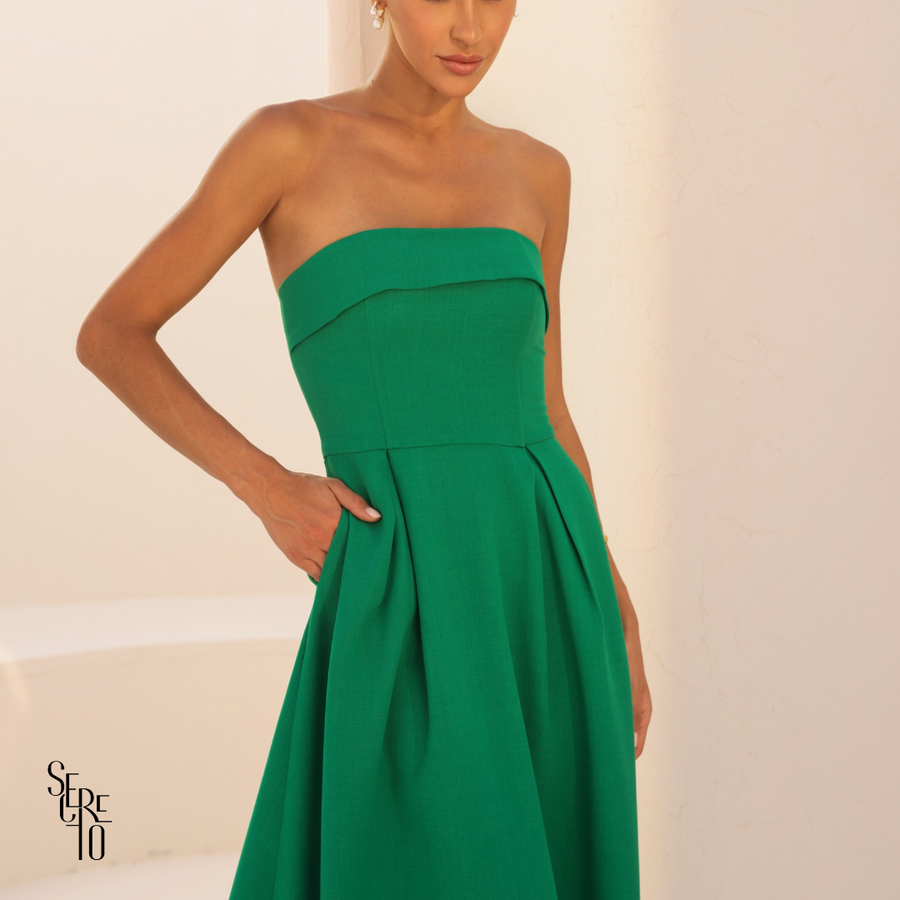 Vestido Longuete Pala Dobrada Lorena Verde