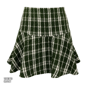 Saia Curta Tweed Mia Verde